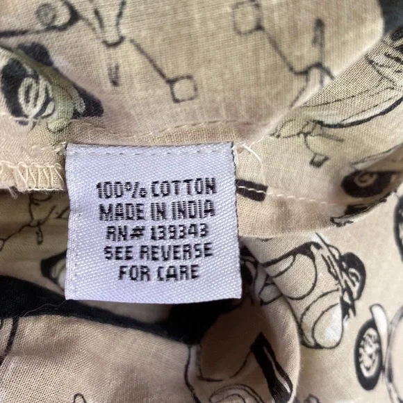 Soho Chick black/beige cotton Vespa scooter print cotton dress. Size Medium - Picture 8 of 9